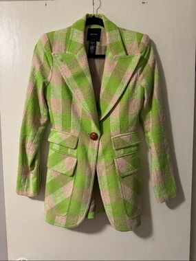 Smythe Lime Green & Beige Plaid Blazer